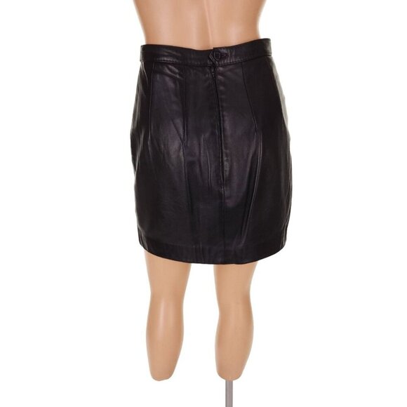 Vintage Bart designed by Sibylle Lyn Leather Mini Skirt Size 4 US XS Black - Picture 4 of 6